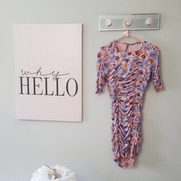 NWOT Zara multicoloured floral print draped dress S - Picture 7 of 8